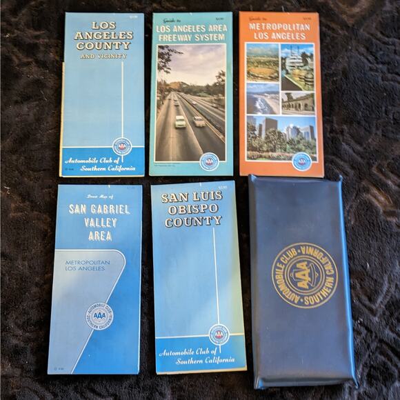 Vintage Lot 5 1990s 90s Southern California Roadmaps Vtg Paper Maps AAA Ephemera - Picture 1 of 16